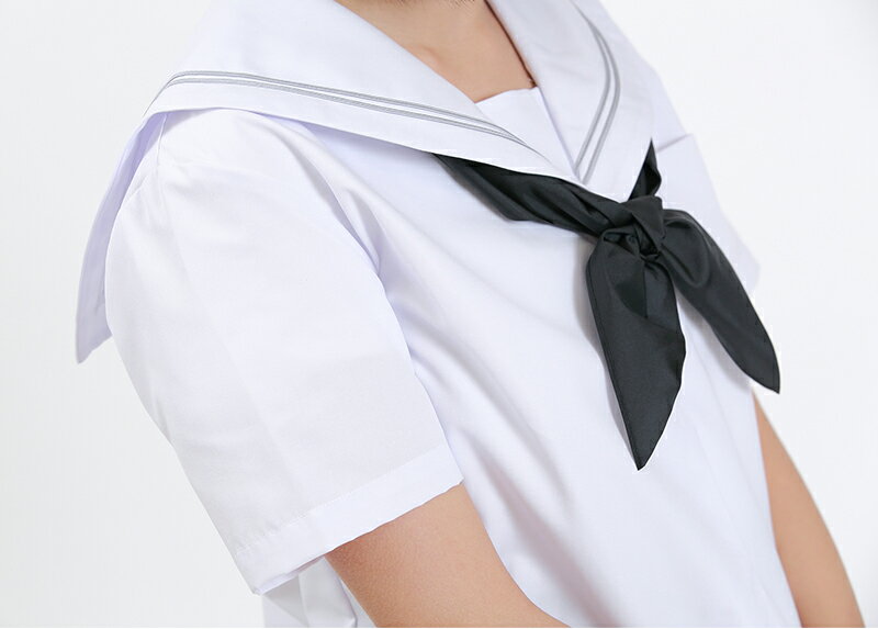 セーラー服 半袖 夏用 女子 制服 白 グレー2本ライン 150cmA〜180cmA (夏服 学生服...