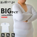 【要エントリー★11/5は抽選でポイントバック!】大きいサイズ 長袖 U首 クルーネック メンズ 綿100 3L~5L (吸湿発熱 コットン ビッグ ロング 大寸 白t 大きめ でかい ぽっちゃり 肥満 マッチョ 筋肉 体型カバー 3L 4L 5L)