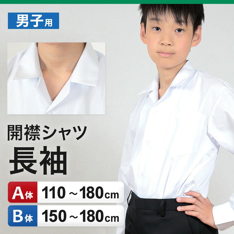 下着・靴下のすててこねっとの学生服 シャツ 男子 開襟シャツ 長袖 110cmA〜180cmB (スクールシャツ 小学生 中学生 高校生 制服 学生 長袖シャツ 110 120 130 140 150 160 170 180)【取寄せ】｜アングル2
