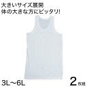 メンズ ランニングシャツ 大きいサイズ 綿100% 2枚組 3L～6L (タンクトップ 下着 シャツ 男性 白 無地 肌着 インナー インナーウェア 3l 4l 5l 6l)