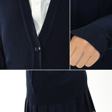 FIRST BEAT 女性用スクールニットVカーディガン M〜LL (FIRSTBEAT 学生服 制服 中学生 高校生 通学 スクール ニット 女子高生 カーデガン 大きいサイズあり 黒 紺 スクールセーター 丸洗いOK 毛玉ができにくい) (学生服)【取寄せ】