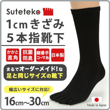 Suteteko 5本指靴下 レギュラー丈 かかと直角仕上げ(レディース) 3足セット 16cm〜30cm (かかと直角 抗菌防臭 日本製 レディース 大きいサイズ)