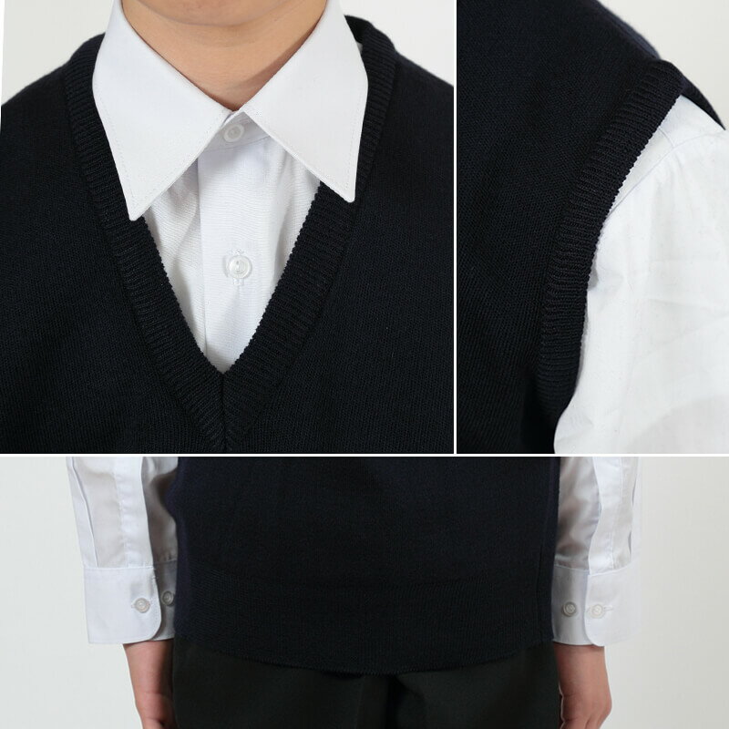 FIRST BEAT スクールニットベスト 130cm〜170cm (ニットベスト ベスト 学生服 制服 中学生 高校生 通学 スクール ニット スクールベスト 学生 学校セーター 黒 紺 スクールセーター 丸洗いOK 毛玉ができにくい)【取寄せ】