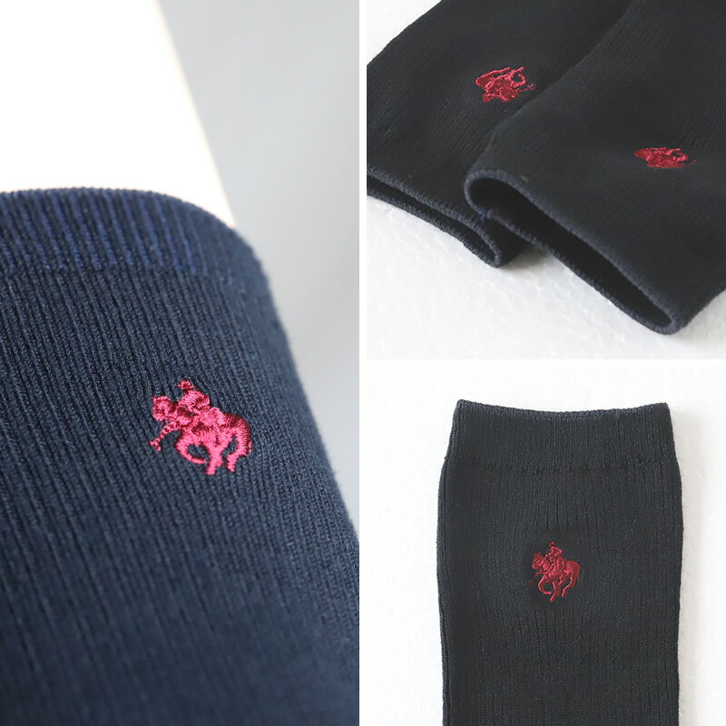 グンゼ POLO ワンポイント 刺繍 スクールソックス クルー丈 23-25cm (GUNZE ポロ ...