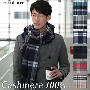 メンズ カシミヤ ストール マフラー チェック (カシミア カシミヤ100% カシミア100% 大判マフラー 防寒 プレゼント バレンタイン クリスマス 秋冬) (送料無料)【在庫限り】