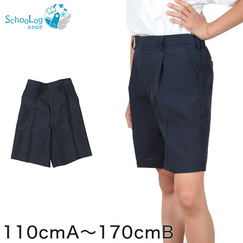 学生服 ズボン 夏用 男子 半ズボン 5分丈 紺 110cmA～170cmB (制服 夏ズボン ワンタック ノータック 小学生 男の子)【取寄せ】