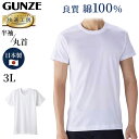 グンゼ 快適工房 紳士 半袖丸首シャツ 3L (メンズ GUNZE 綿100％ コットン100 男性 下着 肌着 インナー クルーネック やわらか 日本製 大きいサイズ)