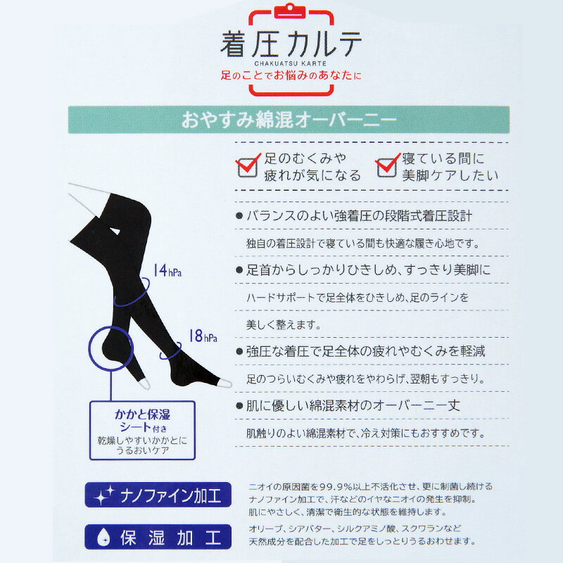 おやすみ 靴下 着圧ソックス 綿混 オーバーニ...の紹介画像2