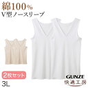 【要エントリー★5/10は最大300%ポイントバック!】グンゼ 快適工房 婦人 Vネック ノースリーブシャツ 2枚セット 3L (レディース 半袖 スリーマー ...