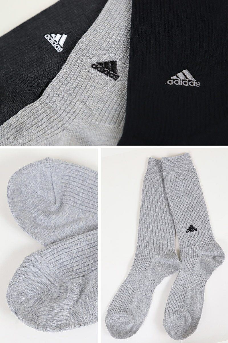 adidas クルー丈ソックス 3足組 消臭加工 24-26cm〜28-30cm (アディダス ソックス ...