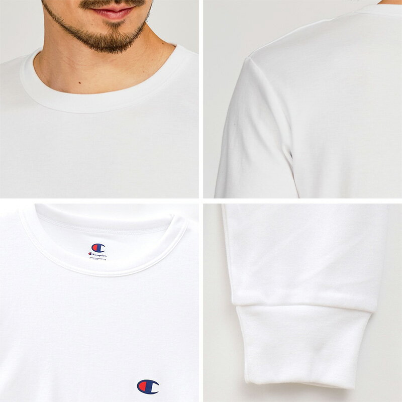 Champion 長袖 メンズ 微起毛 クルーネック ロングスリーブ シャツ ルームウェア ...