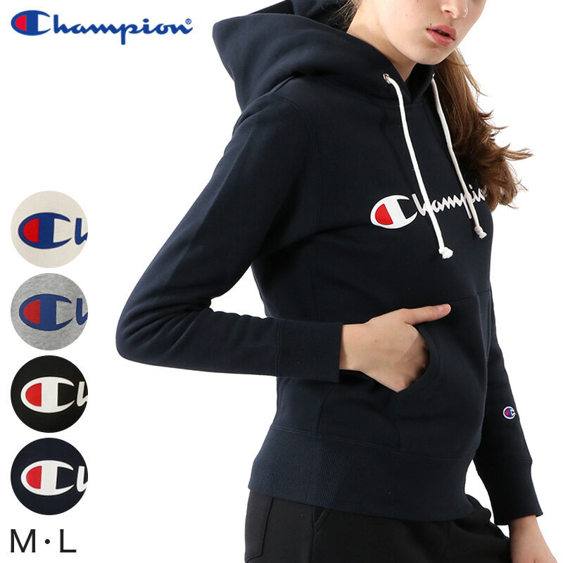 Champion レディース プルオーバー スウェットパーカー M・L (ロゴプリント チャンピオン ブランド ベーシック) (送料無料)