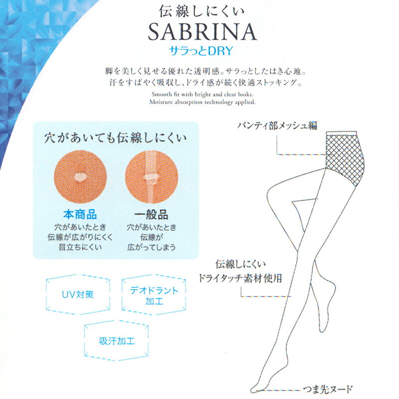 グンゼ SABRINA 伝線しにくい サラッとドライ ストッキング 3足組 M-L・L-LL レデ...