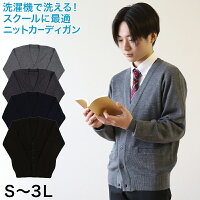 スクール カーディガン 男子 秋冬 ウール混 Vネック S〜3L (制服 ニット 高校生 中学生 暖かい 学生 メンズ 学校 無地 大きいサイズ S M L LL 3L)