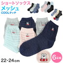 靴下 レディース ソックス メッシュ 夏 ショートソックス 6足組 22-24cm セット ショート丈 婦人 夏用 涼しい くつ下 くつした 総柄【在庫限り】