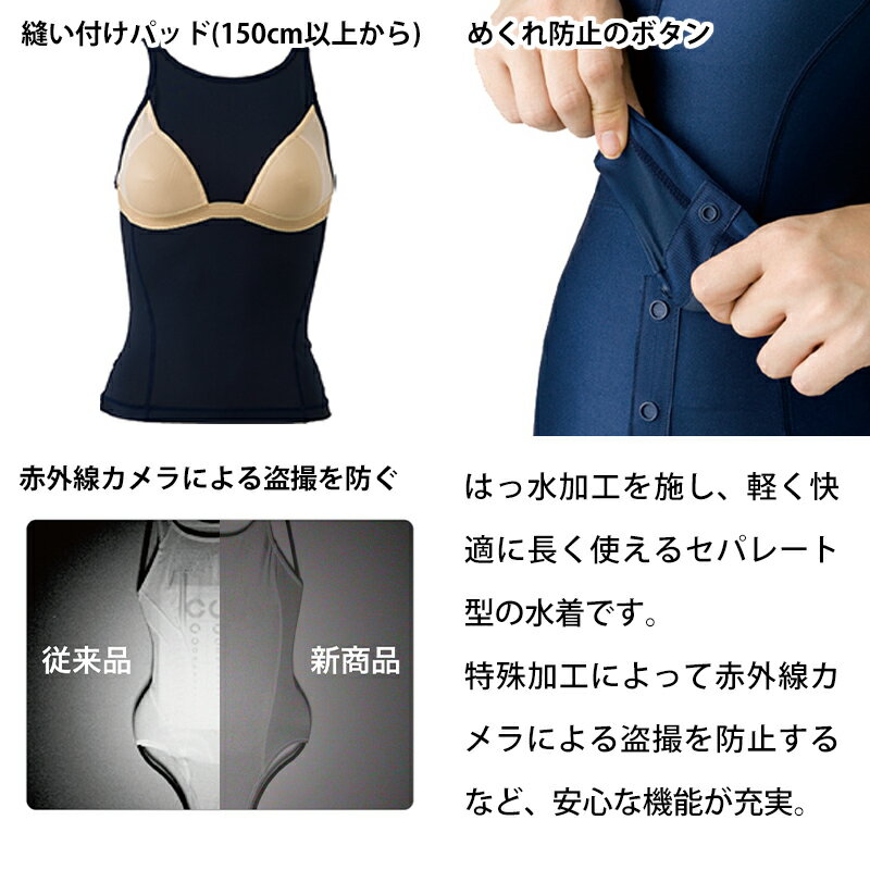 スクール水着 女の子 セパレート 上 すまいるスイム 胸パッド 軽い はっ水加工 盗...
