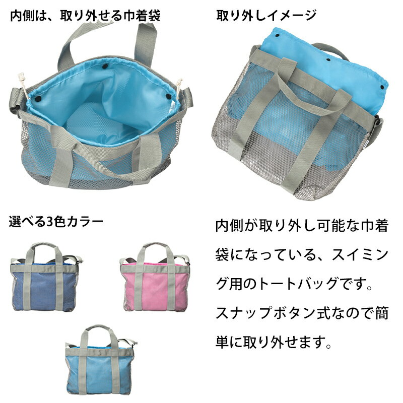水泳バッグ トートバッグ 巾着 タテ26cm×ヨコ36cm×マチ8cm スイムバッグ プールバ...