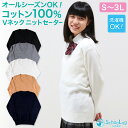 スクールセーター 女子 制服 ニット コットン 無地 綿100 vネック S～3L スクール セーター オールシーズン 無地 綿 中学生 高校生 学生 レディース S M L LL 3L 白 紺 黒 グレー ベージュ 洗える シンプル 大きいサイズ