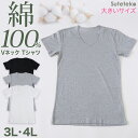 メンズ 綿100% Vネック インナー tシャツ 半袖 大きいサイズ 3L・4L 下着 男性 紳士 肌着 インナーシャツ 薄手 抗菌 防臭 3l 4l 白 黒 グレー V首(4)
