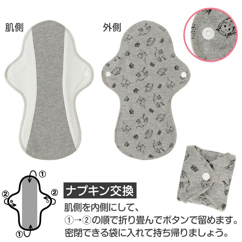 布ナプキン 生理用ナプキン 生理用品 サニタリー 生理 おりもの 30cm丈 (コットン 布ライナー おりものシート 綿 昼用 普通の日 アツギ レディース 婦人) 3