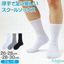 スクールソックス 厚手 無地 クルー丈 (大きいサイズ) 26-28cm・28-30cm 白 黒 グレー 学生 中学生 高校生 男の子 通学 リブソックス 抗菌...