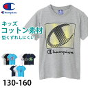 チャンピオン Tシャツ キッズ ジュニア 半袖 スポーツ 綿 コットン ロゴ ブランド スポーツウェア 黒 青 白 130cm~160cm (champion 130 140 150 160 トップス ボーイズ こども 男の子 女の子)【在庫限り】