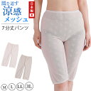 【要エントリー★8/10は最大100%ポイントバック!】メッシュ パンツ 7分丈 日本製 M~3L (7分 レギンス スパッツ 夏 涼しい さらさら サラサラ 締め付けない 敏感肌 蒸れない らくらく 大きいサイズ LL 3L 軽い 軽量 薄い シニア 50代 60代)