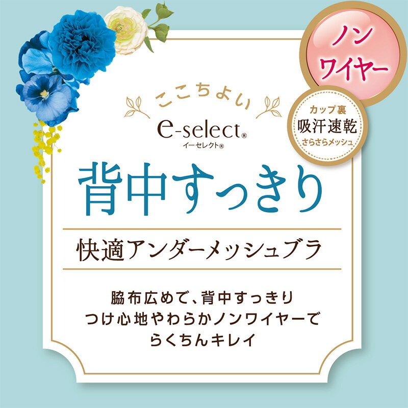 ノンワイヤーブラ ブラジャー レディース 背中すっきり アンダーメッシュ A75〜C85...