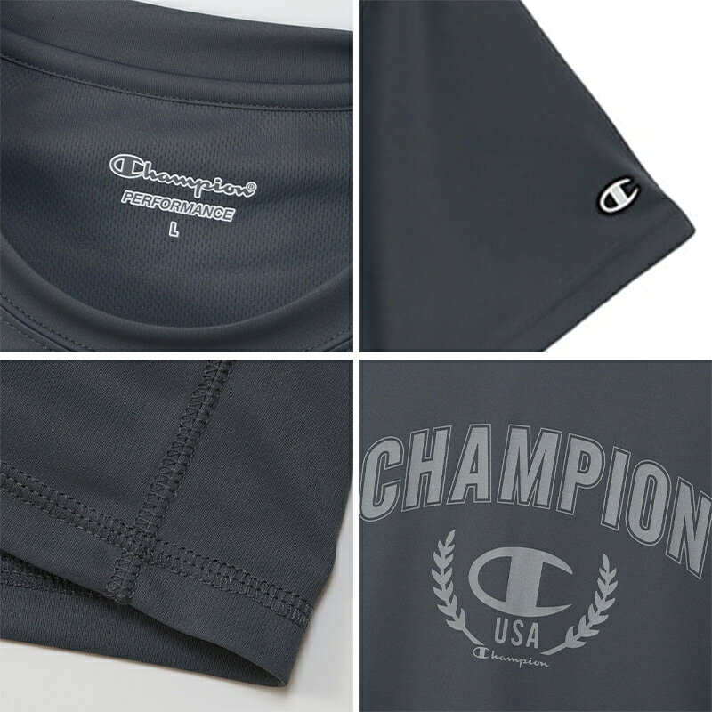 Champion Tシャツ メンズ 半袖 紳士 ウエア シャツ トップス M L XL 吸汗 速乾 抗...