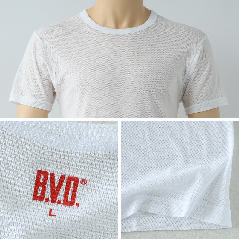 BVD インナー メンズ 半袖 tシャツ メッシュ 丸首 2枚組 M〜LL bvd インナーシャツ...