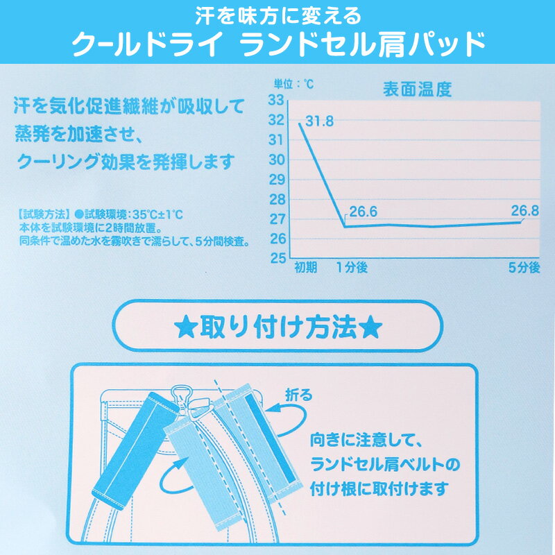 ランドセル 肩パッド クールドライ 痛くない 横幅約5cm 肩痛対策 通気性 汗 クッシ...
