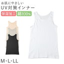 レディース 綿100% タンクトップ ノースリーブ インナー 肌着 M L LL UVカット 紫外線対策 保湿 下着 女性 婦人 インナーシャツ コットン 夏