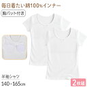 綿100% パット付 半袖インナー 2枚組 女の子 ジュニア インナー 140 150 160 165cm 女児 パッド付 綿素材 ソフトパッド付き Tシャツ型 肌着 二重構造 スクールインナー 下着 キッズ ジュニア 小学生 中学生 成長期 通学 体育 授業 着替え 学校 白 ホワイト 綿 セット