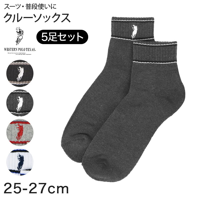 乐天商城 - 【要エントリー★5/10は抽選でポイントバック！】クルーソックス メンズ ソックス 紳士 POLO polo 5足セット 25 26 27 cm 綿混 靴下 快適 フィット 無地 黒 仕事用 デイリー 普段使い プレゼント 父の日 ワンポイント 5足セット 5足組 まとめ売り