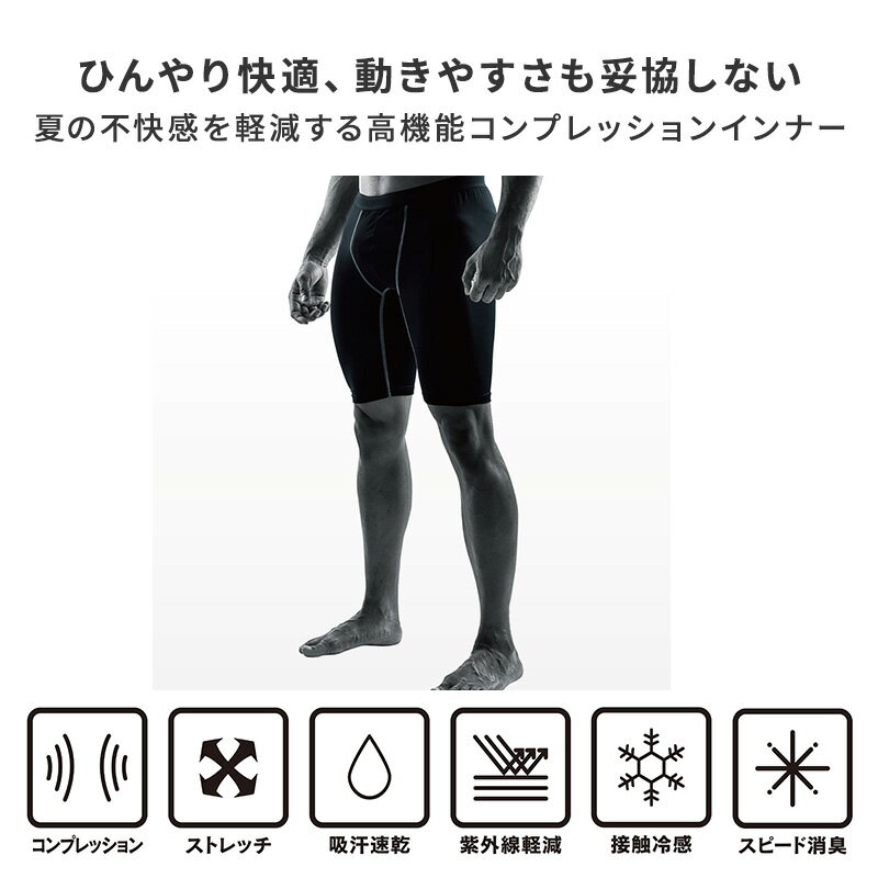 冷感 インナー メンズ ハーフパンツ コンプレッション 接触冷感 消臭 S M L LL 3L ...