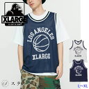 XLARGE エクストララージ タンクトップ XL BASKETBALL JERSEY 101232013004 メンズ トップス タンクトップ おしゃれ ロゴ OGロゴ カジュアル ストリート メッシュ バスケットボール バスケ バスケチームベーシック シンプル ホワイト ネイビー L XL