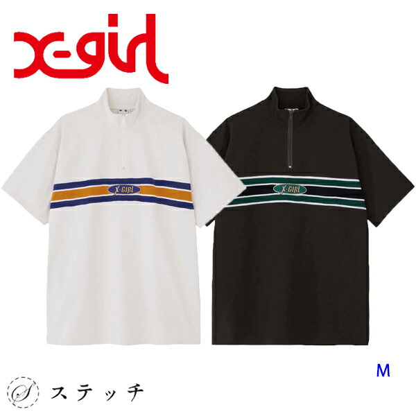 エックスガール ワンピース X-girl エックスガール ワンピース STRIPE & OVAL LOGO DRESS 105233041001 ワンピ ミニワンピ 半袖 トップス レディース オーバーサイズ ロゴt ティーワンピ カジュアル スタンドネック ドロップショルダー トレンド 流行 プレゼント 贈り物 ホワイト チャコール M