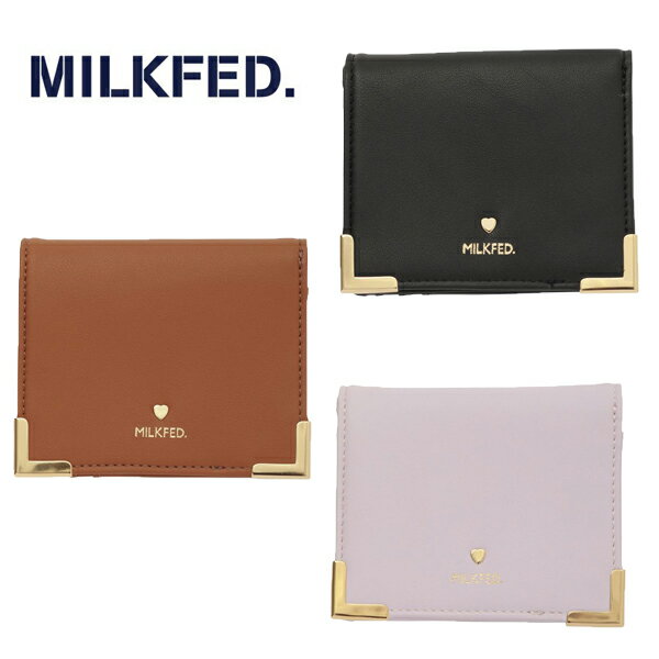 ミルクフェド MILKFED POINT HEART WALLET ブラック ブラウン ライトピンク ONESIZE 103211054007 財布 小物 雑貨 コンパクト レディース 二つ折り ブランド ロゴ スクエア シンプル 型押し プレゼント 贈り物 中学生 高校生 大学生 学生 トレンド 流行