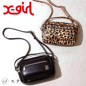 あす楽 送料無料 エックスガール X-girl FAUX LEATHER 2WAY SHOULDER BAG ブラック ベージュ ONESIZE 105223053002 | バッグ ショルダーバッグ 斜めがけ 斜めがけバッグ 小さめ コンパクト バケットタイプ 軽量 高校生 女子高生 女子 レディース ボディバッグ かわいい