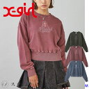 エックスガール スウェット X-girl FACE PIGMENT DYED COMPACT SWEAT TOP 105244012027 トップス フーディー スエット クルーネック レディース オーバーサイズ FACEロゴ コンパクト トレーナー 刺繍 裏毛 高校生 大学生 トレンド ピグメント加工 古着風(4)