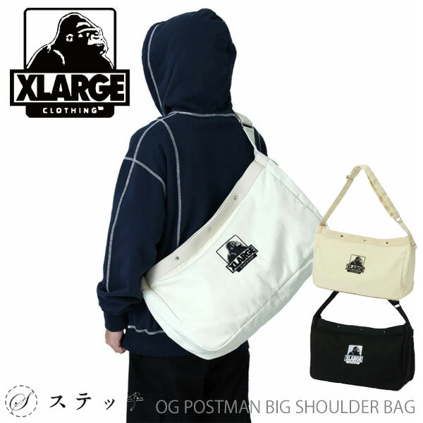 Rakuten - エクストララージ XLARGE ショルダーバッグ メンズ レディース OG POSTMAN BIG SHOULDER BAG メッセンジャーバッグ A4対応 大容量 斜めがけ 肩がけ 通勤 通学 旅行 キャンバス アウトドア ストリート カジュアル 101253053006