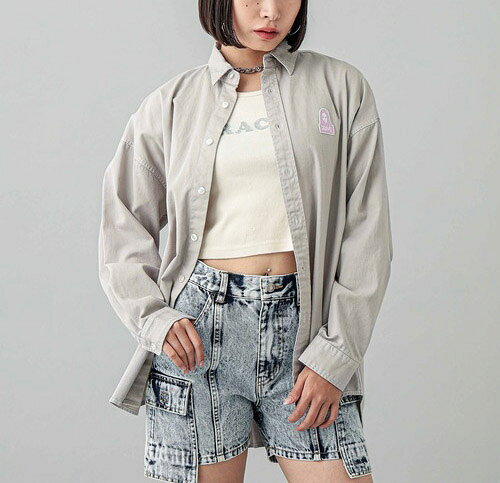 X-girl エックスガール シャツ FACE L/S SHIRT 105241014002 トップス レディースファッション レディース 長袖 半袖 シャツ カジュアル メンズライク ユニセックス ブランド ブランドロゴ 中学生 高校生 大学生 学生 トレンド 流行 sutetuchi-10002421 ステッチ サンプル画像2