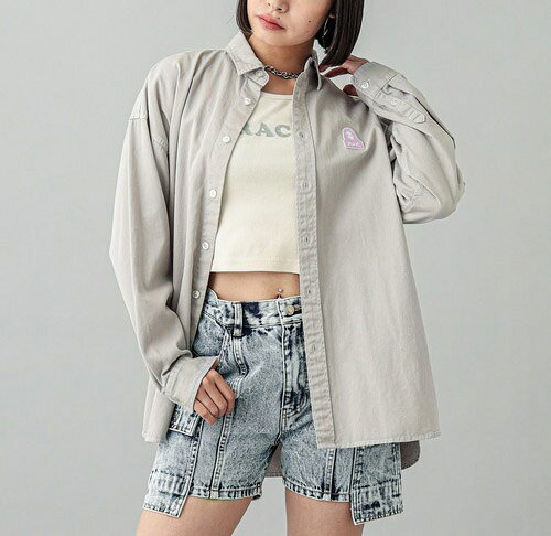 X-girl エックスガール シャツ FACE L/S SHIRT 105241014002 トップス レディースファッション レディース 長袖 半袖 シャツ カジュアル メンズライク ユニセックス ブランド ブランドロゴ 中学生 高校生 大学生 学生 トレンド 流行 sutetuchi-10002421 ステッチ サンプル画像3