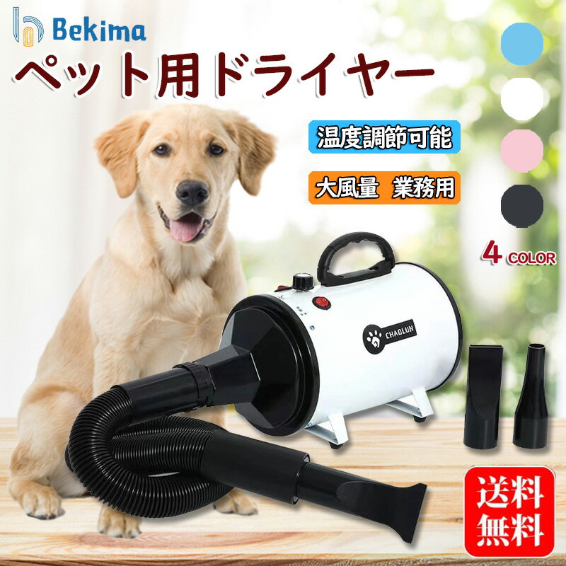【正規品・メーカー保証★】 ペットドライヤー 業務用 家庭用 犬 猫 ドライヤー ペット 温度調整 大風量 3つノズル付き 騒音低減 ペットサロ 簡単操作 コンパクト 無段階調整 冷風 温風 ペットヘアー 業務用ドライヤー PSE取得商品のサムネイル