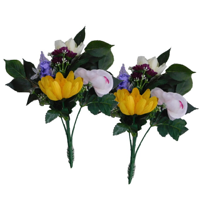 仏花 造花 一対 胡蝶蘭入り ミニブッシュ 25cm シルク製 メール便 枯れない供花 仏壇 お供え ...