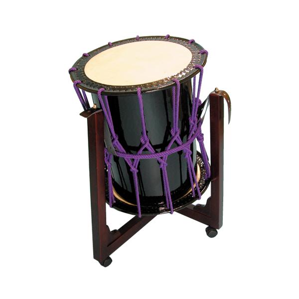 かつぎ桶胴太鼓　1.6尺（紫紐）三柱台座セット