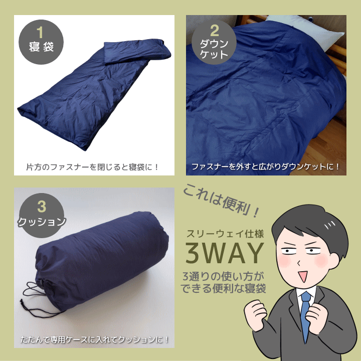 【300円OFFクーポン】 3WAY 寝袋にもなる羽毛布団 150×210cm(SL) シュラフ 専用ケース付き ご家庭で洗濯機洗浄可 南アルプスクリーンダウン50％ 洗濯機で洗えて清潔 suyasuya-10013406 羽毛布団羽毛ファクトリーすやすや サンプル画像2