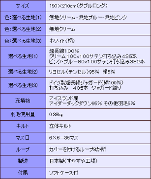 羽毛布団 工場直販 日本製 アイスランド産アイダーダックダウン 羽毛肌掛け布団ダブルロングサイズWL 190×210cm 送料無料 (ダウン 無地 楽天 寝具 羽毛肌掛け布団 ダウンケット ダブル用)