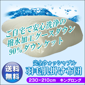【国内送料無料】完全ウォッシャブルダウンケット(羽毛肌掛け布団)キングサイズ230×210cm