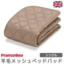 ［送料無料］［フランスベッド］［羊毛メッシュベッドパッド］［0.5kg］冬暖かで夏涼しい オールシーズン仕様［S］［シングル］［W970×..